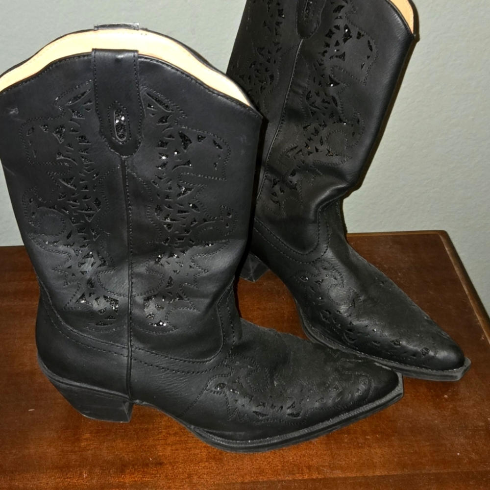 ROPER black sparkle cowboy boots